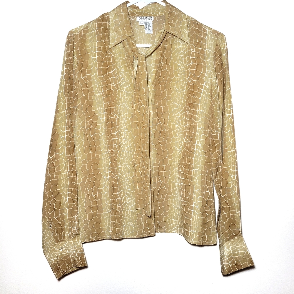 Allison Taylor Vintage Silk Giraffe Print Top